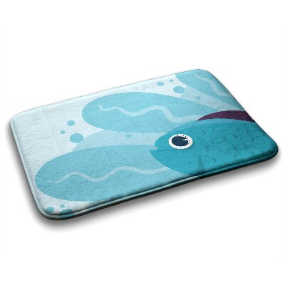 Tapis de bain Poisson bleu