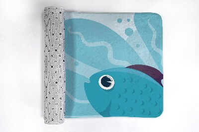 Tapis de bain Poisson bleu