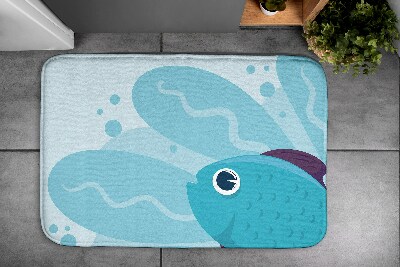Tapis de bain Poisson bleu