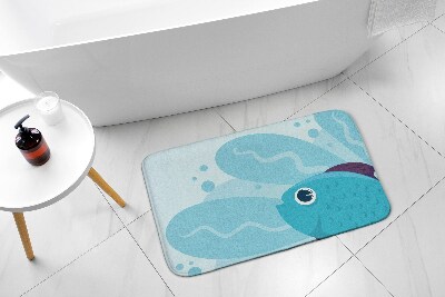 Tapis de bain Poisson bleu