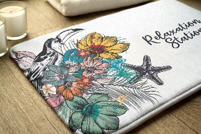 Tapis de bain Oiseaux fleurs