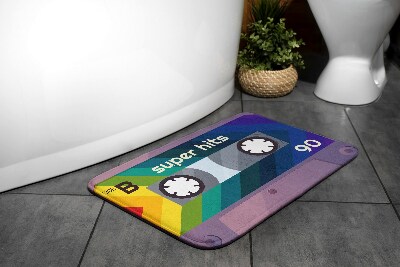 Tapis de salle de bain Cassette arc-en-ciel rétro