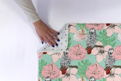 Tapis de salle de bain Oiseaux perroquet fleurs
