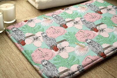 Tapis de salle de bain Oiseaux perroquet fleurs