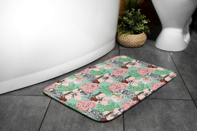 Tapis de salle de bain Oiseaux perroquet fleurs