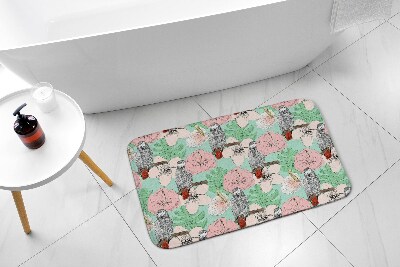 Tapis de salle de bain Oiseaux perroquet fleurs