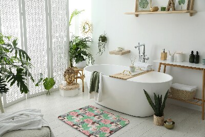 Tapis de salle de bain Oiseaux perroquet fleurs