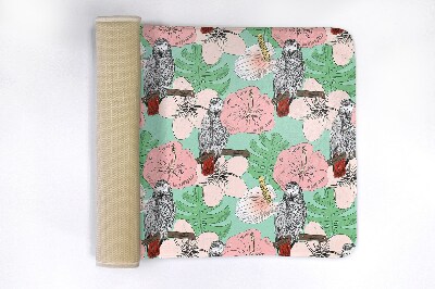 Tapis de salle de bain Oiseaux perroquet fleurs