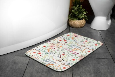 Tapis salle de bain Motif de plantes et de fleurs