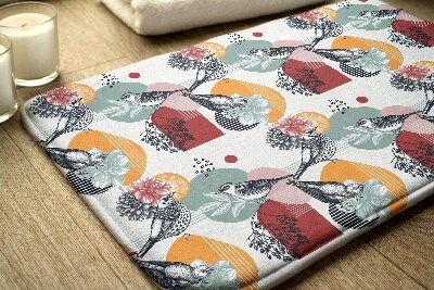 Tapis de bain Motif oiseaux fleurs