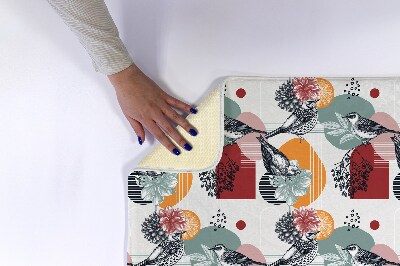 Tapis de bain Motif oiseaux fleurs