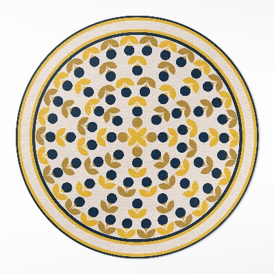 Tapis vinyle Petites fleurs et feuilles disposées selon un motif régulier