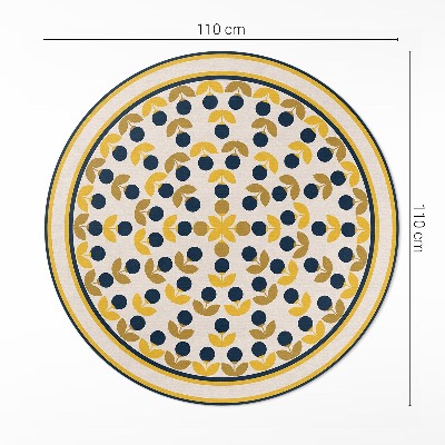 Tapis vinyle Petites fleurs et feuilles disposées selon un motif régulier