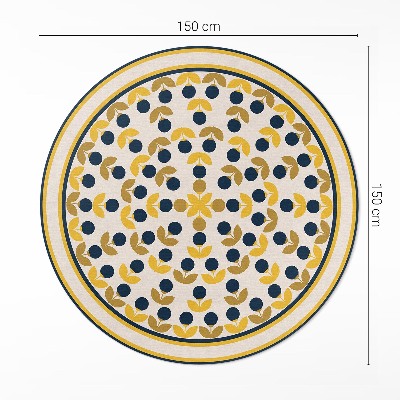 Tapis vinyle Petites fleurs et feuilles disposées selon un motif régulier