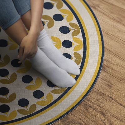 Tapis vinyle Petites fleurs et feuilles disposées selon un motif régulier