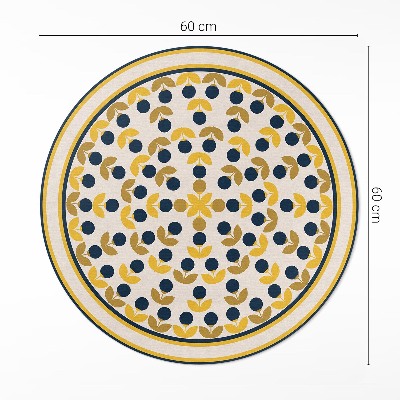 Tapis vinyle Petites fleurs et feuilles disposées selon un motif régulier