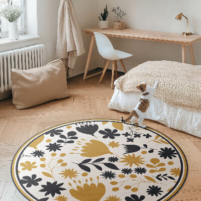 Tapis vinyle Illustration de fleurs et de feuilles dans une prairie