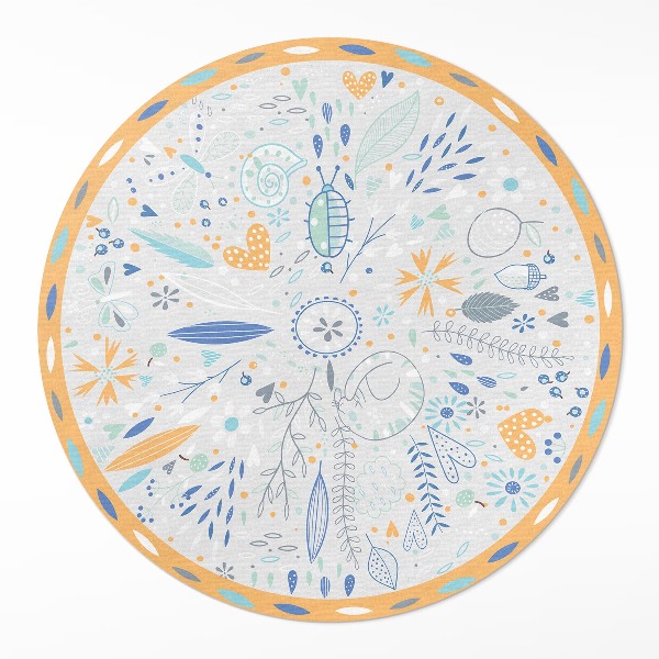 Tapis rond en vinyle Fleurs sauvages aux couleurs pastel