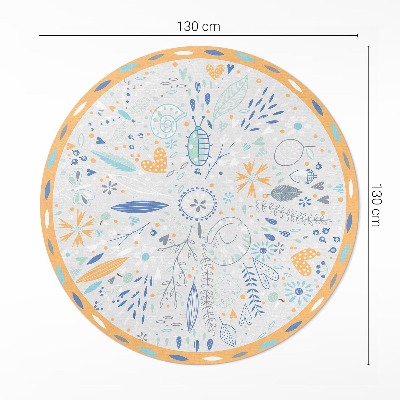 Tapis rond en vinyle Fleurs sauvages aux couleurs pastel