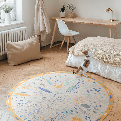 Tapis rond en vinyle Fleurs sauvages aux couleurs pastel