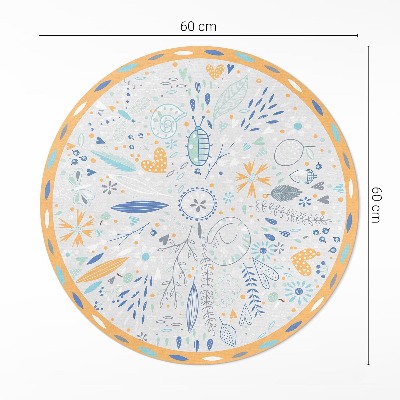 Tapis rond en vinyle Fleurs sauvages aux couleurs pastel