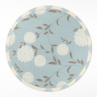 Tapis rond en vinyle Grands chrysanthèmes blancs sur fond pastel