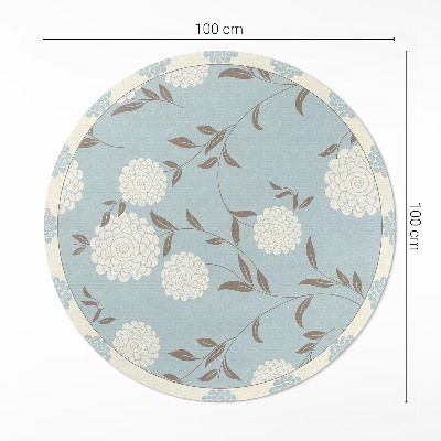 Tapis rond en vinyle Grands chrysanthèmes blancs sur fond pastel