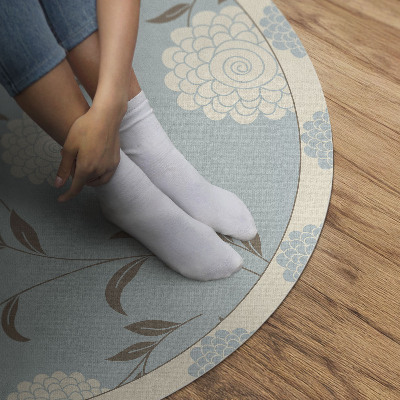 Tapis rond en vinyle Grands chrysanthèmes blancs sur fond pastel