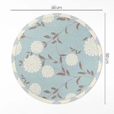 Tapis rond en vinyle Grands chrysanthèmes blancs sur fond pastel