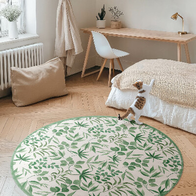 Tapis rond en vinyle Feuilles à l'aquarelle dans un style délicat