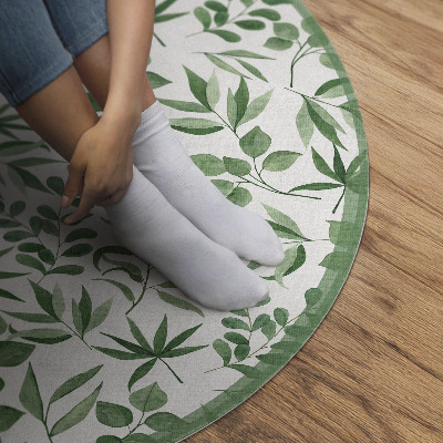 Tapis rond en vinyle Feuilles à l'aquarelle dans un style délicat