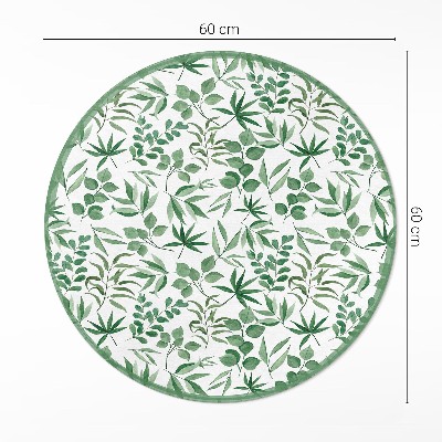 Tapis rond en vinyle Feuilles à l'aquarelle dans un style délicat