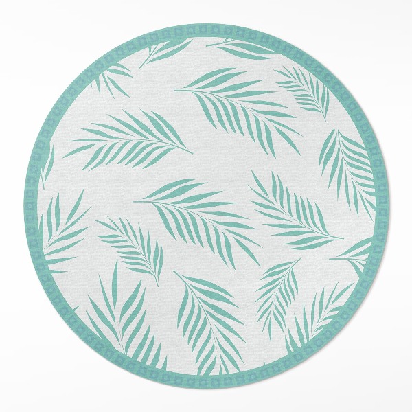 Tapis rond en vinyle Branches de palmier et feuilles tropicales