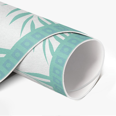 Tapis rond en vinyle Branches de palmier et feuilles tropicales