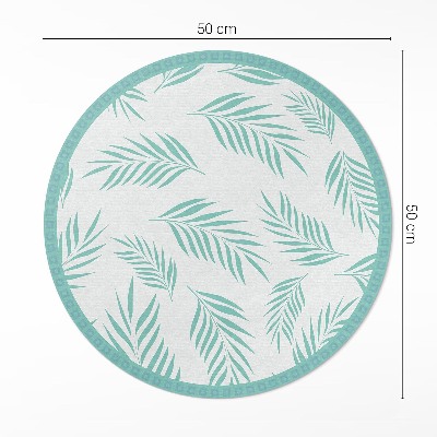 Tapis rond en vinyle Branches de palmier et feuilles tropicales