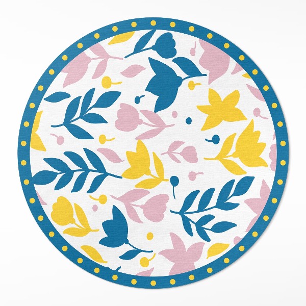 Tapis rond en vinyle Illustration de plantes à fleurs pastel