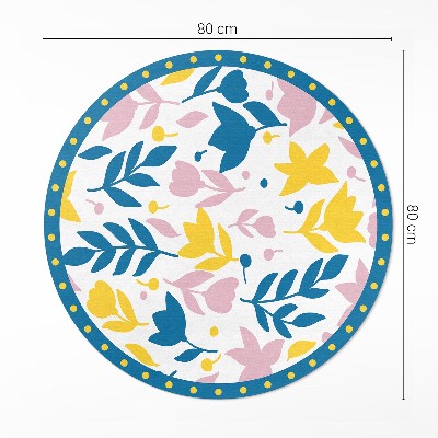 Tapis rond en vinyle Illustration de plantes à fleurs pastel
