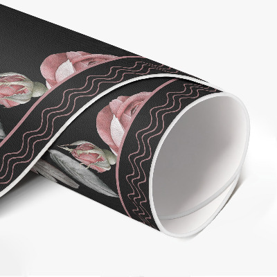 Tapis rond en vinyle Belles fleurs roses rétro
