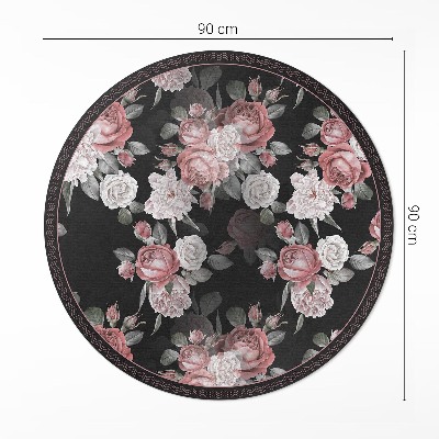 Tapis rond en vinyle Belles fleurs roses rétro