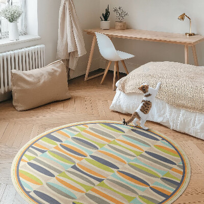 Tapis rond en vinyle Ellipses abstraites de style rétro