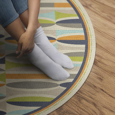Tapis rond en vinyle Ellipses abstraites de style rétro