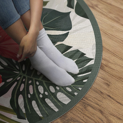 Tapis rond en vinyle Fleurs tropicales hawaïennes