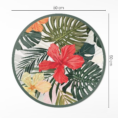 Tapis rond en vinyle Fleurs tropicales hawaïennes