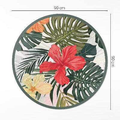 Tapis rond en vinyle Fleurs tropicales hawaïennes