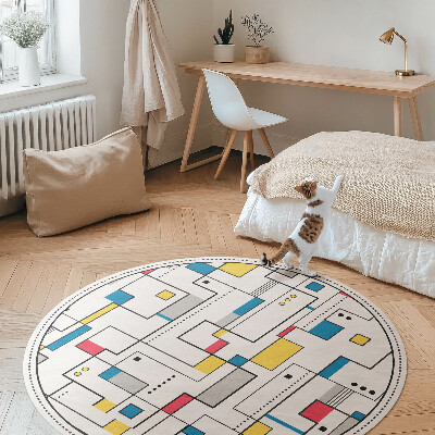 Tapis rond en vinyle Abstraction de lignes colorées