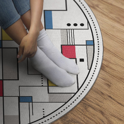 Tapis rond en vinyle Abstraction de lignes colorées