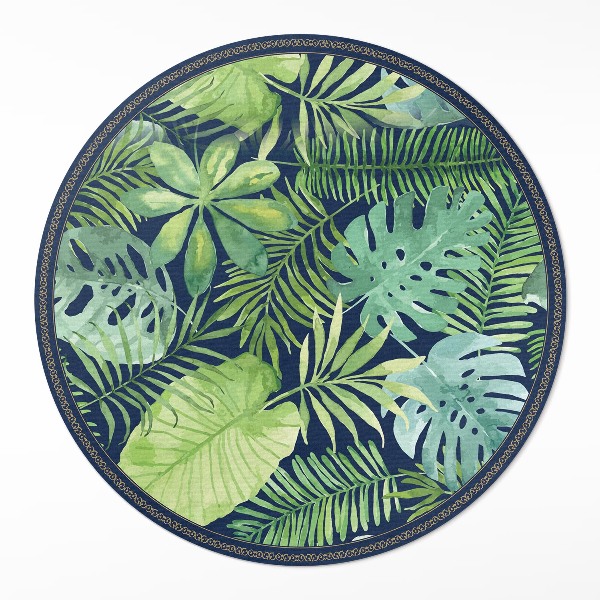 Tapis rond en vinyle Feuilles de jungle tropicale sauvage