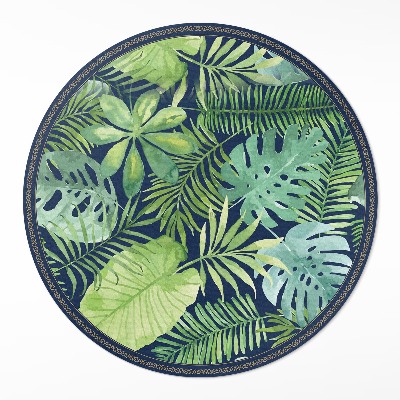 Tapis rond en vinyle Feuilles de jungle tropicale sauvage