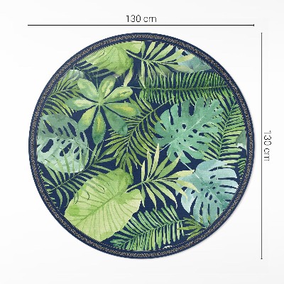 Tapis rond en vinyle Feuilles de jungle tropicale sauvage