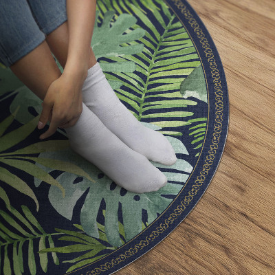 Tapis rond en vinyle Feuilles de jungle tropicale sauvage